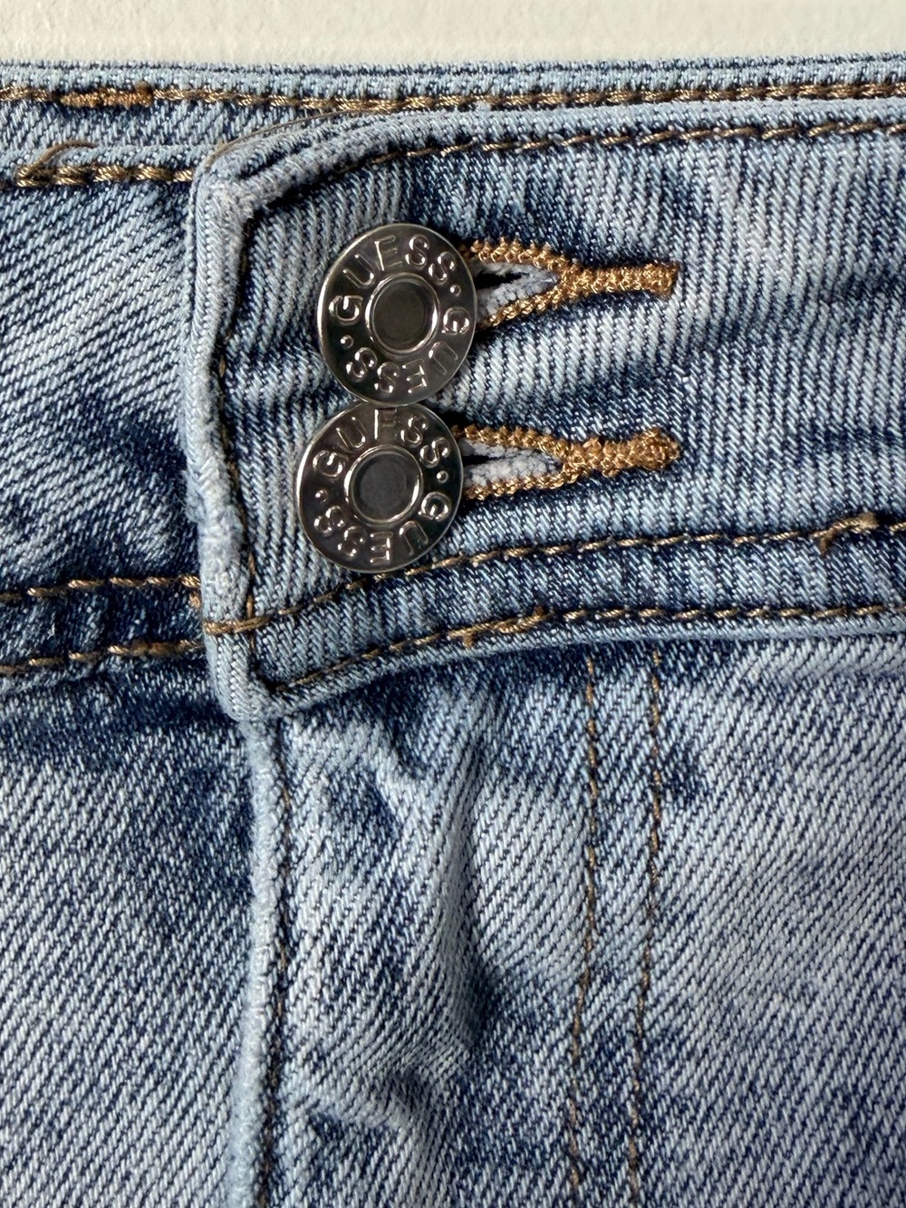 GUESS Y2K Acid Wash Denim Cargo Utility Mini Skirt Womens L - Picture 5 of 6